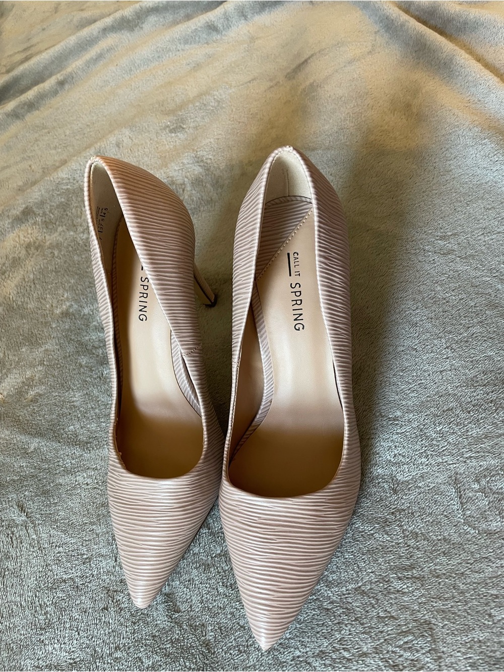 Call It Spring Ribbed Pointed-Toe Pumps in Taupe